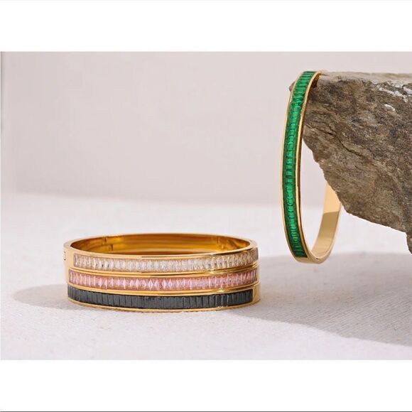 New Sparkly Crystal Layering Bangle Bracelet Choice of Color - Picture 7 of 11